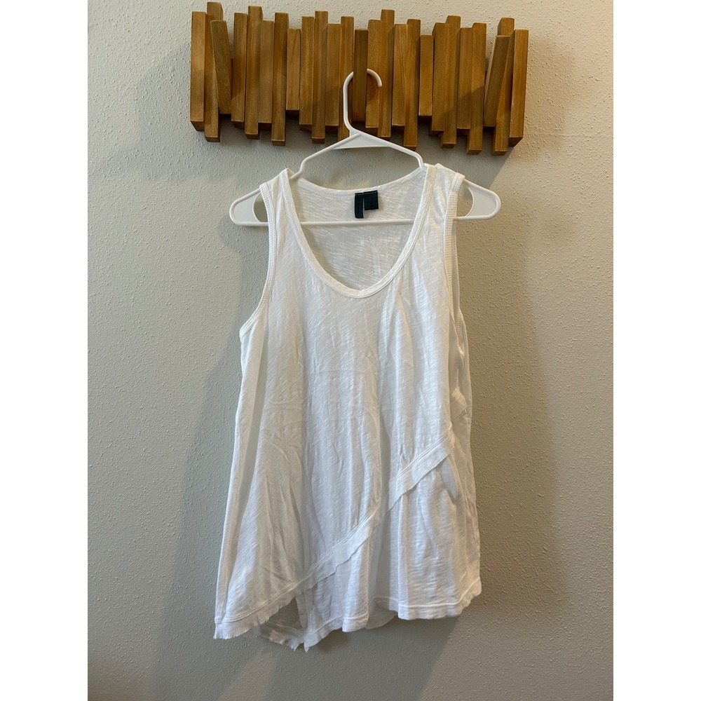 Left of Center Women White Asymmetrical Hem‎ Tank Top Size S Made in USA
